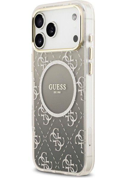 iPhone 17 Pro Uyumlu Kılıf Guess Lisanslı M-Safe Şarj Özellikli 4g Desenli Simli Silikon Kapak Gri fiyatları