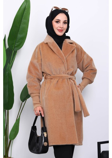 Vizon Bel Kuşaklı Çift Cepli Angora Kaban