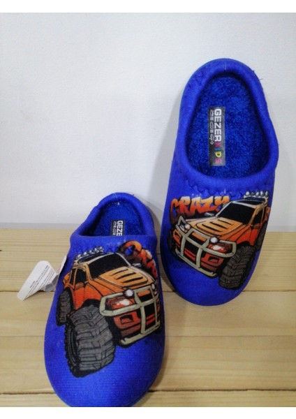 Yeni Sezon Rahat Taban Kışlık Araba Desenli Erkek Çocuk Ev Terliği