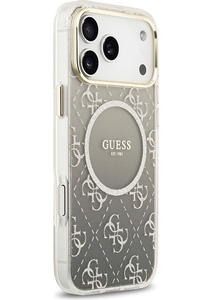 iPhone 17 Pro Uyumlu Kılıf Guess Lisanslı M-Safe Şarj Özellikli 4g Desenli Simli Silikon Kapak Gri fırsatları