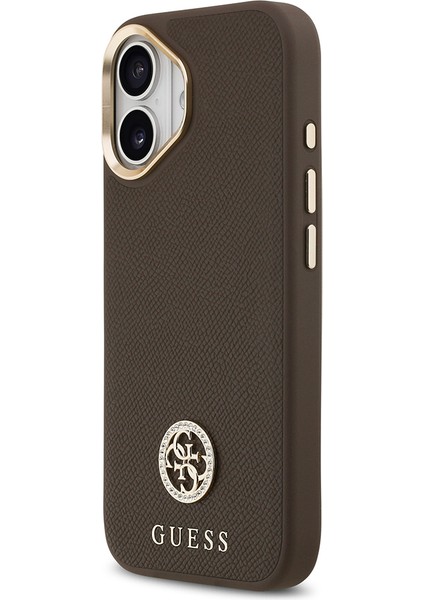 iPhone 17 Uyumlu Kılıf Guess Lisanslı M-Safeli Grained Yazı ve Taşlı 4g Logolu Kapak Kahverengi fiyatları