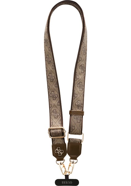 Orjinal Lisanslı 4g Desen ve Metal Logolu Çapraz Vücut Telefon Askı Kayışı 150CM Kahverengi