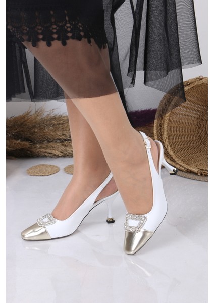 Taş Tokalı Slingback Ince Topuklu Abiye Kadın Ayakkabı fiyatları