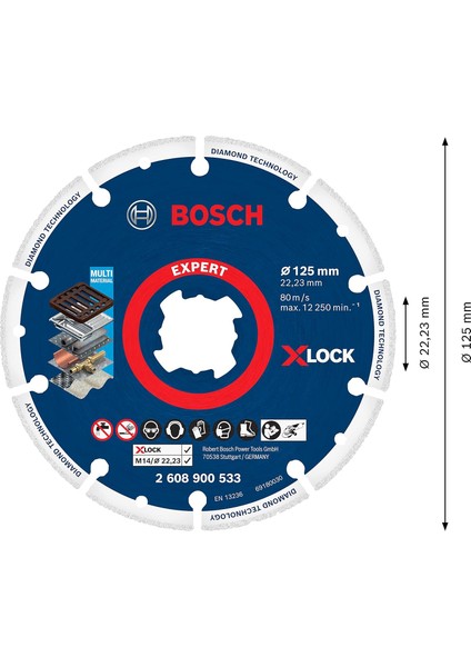 Professional 1x Expert Diamond Metal Wheel X-Lock Kesme Diski 125 mm (Dökme Demir, Paslanmaz Ç modelleri
