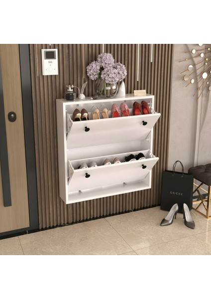 Balance Kulplu 2 Düşer Kapaklı Ayakkabı Dolabı