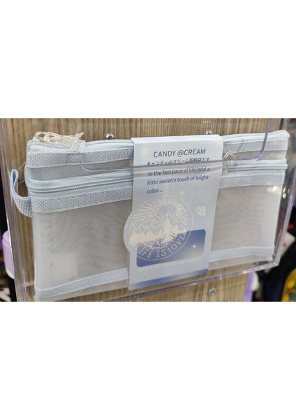 Şeffaf Fileli Kalem Çantası 2 Bölmeli (22CM*12CM)