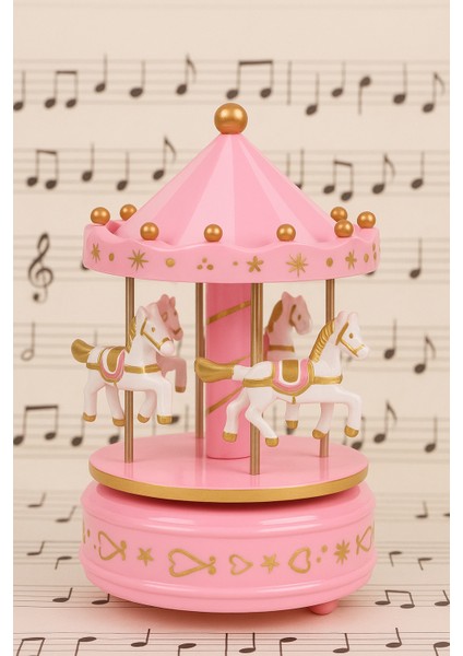 Atlı Karınca Müzik Kutusu Pembe Renk Nostaljik Müzik Kutusu ( Büyük Boy )
