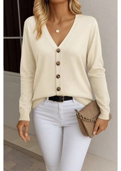 Kasın Uzun Kollu Önü Düğmeli Kısa Hırka fiyatları