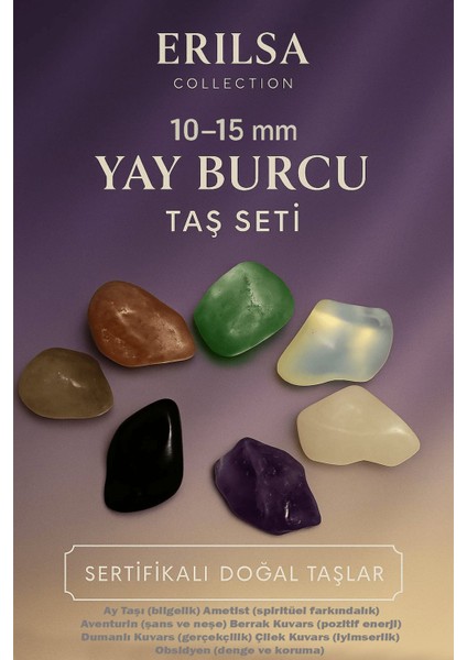 Sertifikalı Yay Burcu Doğal Taş Kütle Seti 10-15 mm - Pozitif Enerji ve Ruhsal Farkındalık Taşları