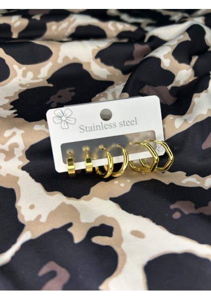 Çelik 6lı Küpe Seti