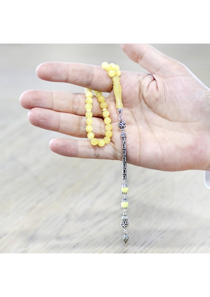 925 Ayar Gümüş Kral Zincir Püsküllü Küre Kesim Soft Sarı Beyaz Doğal Damla Kehribar Tesbih modelleri