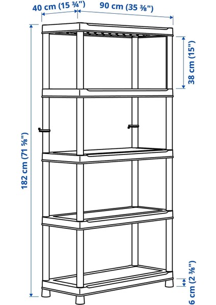 Runmarö Dış Mekan Raf Ünitesi Koyu Gri 90 x 40 x 182 cm fiyatları