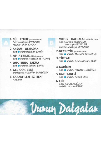 Burhan Çaçan – Vurun Dalgalar Dikkat Kaset fiyatları