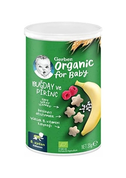Gerber Organik Pirinçli, Buğdaylı, Muzlu ve Ahududulu Bebek Atıştırmalığı 35 G fiyatları