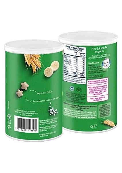 Gerber Organik Pirinçli, Buğdaylı, Muzlu ve Ahududulu Bebek Atıştırmalığı 35 G modelleri
