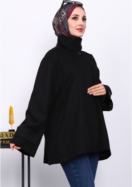 Siyah Düğmeli Astarlı Gabardin Ceket