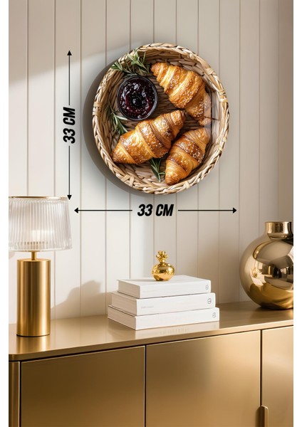 3D Görünümlü Temperli Cam Tablo – Kruvasan ve Reçel Temalı Duvar Süsü Uv Baskı 33X33 CM-CDS096 modelleri