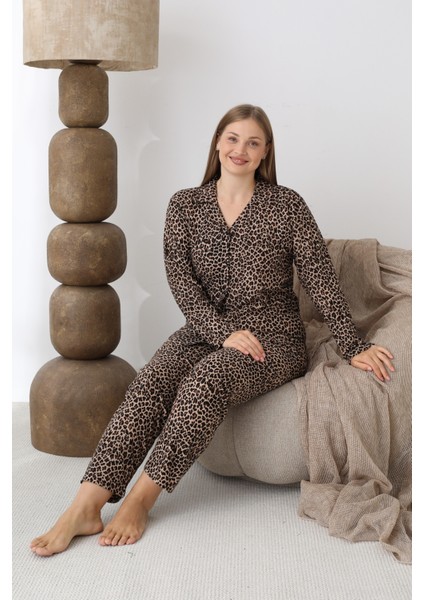 Boydan Düğmeli Süet Kumaş Büyük Beden Kadın Pijama Takımı 2170 modelleri