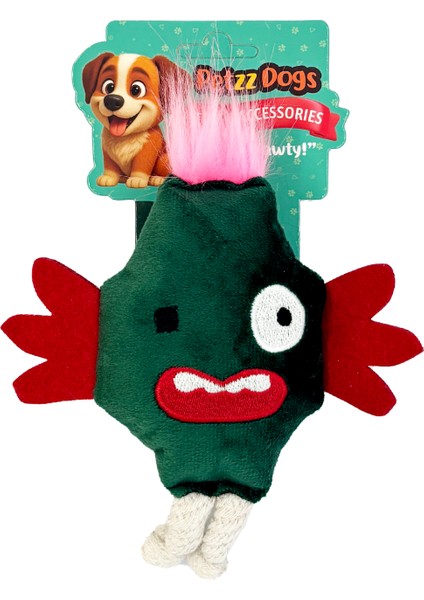 Mad Sesli Dayanıklı Peluş Köpek Çiğneme Oyuncağı Yeşil