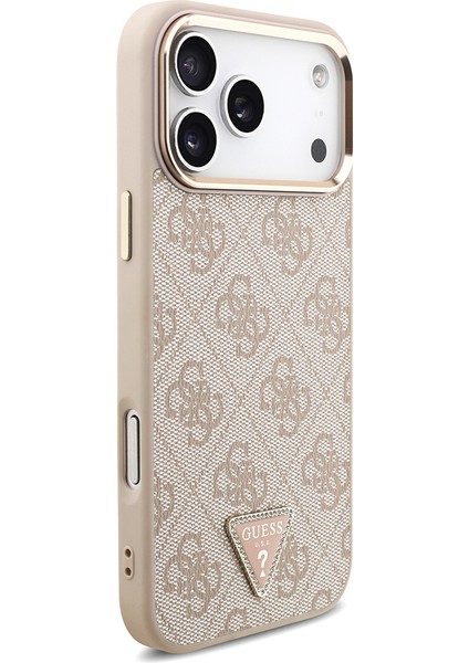 iPhone 17 Pro Max Uyumlu Kılıf Guess Lisanslı M-Safeli Taşlı Üçgen Logo 4g Desenli Kapak Pembe fırsatları