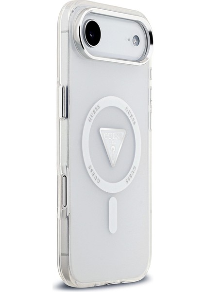 iPhone 17 Air Kılıf Guess Lisanslı M-Safeli Iml Baskılı Üçgen Logolu Metal Kamera Çerçeveli Şeffaf modelleri