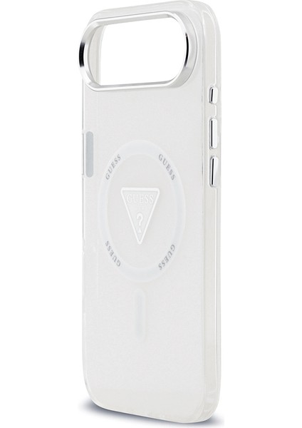 iPhone 17 Air Kılıf Guess Lisanslı M-Safeli Iml Baskılı Üçgen Logolu Metal Kamera Çerçeveli Şeffaf