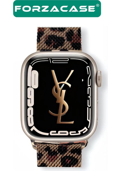 Apple Watch Ultra 3 49MM ile Uyumlu Leopar Desen Metal Mıknatıslı Kordon Kayış - FC1137 fiyatları