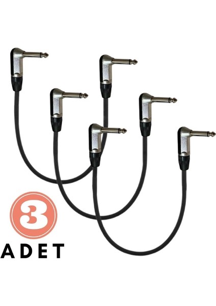 Pedal Bağlantı Kablosu Efekt Pedal Ara Kablosu Siyah Çift Jaklı L/l 3 Adet