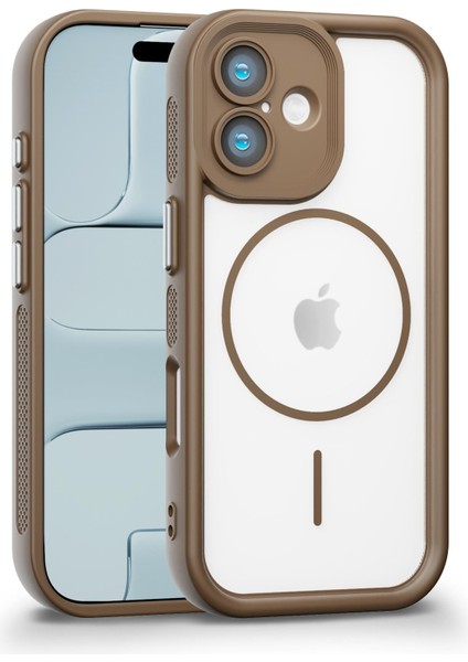 iPhone 17 Uyumlu Kamera Korumalı Magsafe Wireless Şarj Özellikli Mat Silikon Haki Renkli Silikon Telefon Kılıfı