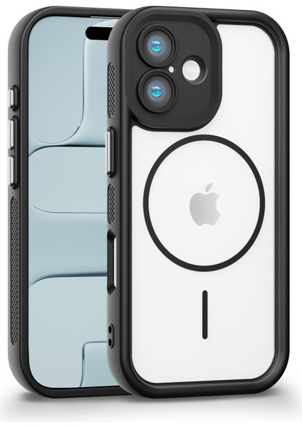 iPhone 17 Uyumlu Kamera Korumalı Magsafe Wireless Şarj Özellikli Mat Silikon Siyah Renkli Silikon Telefon Kılıfı