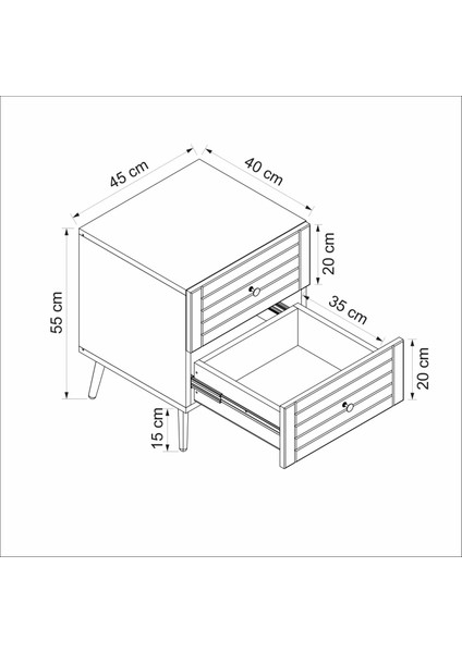 Bona Country 2 Çekmeceli Mebran Komodin - Antrasit