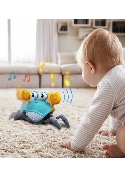 Yengeç Emeklemeye ve Yürümeye Yardımcı 3 Hız Kademeli Kapatıp Açılabilen Müzikli Sensörlü Şarjlı