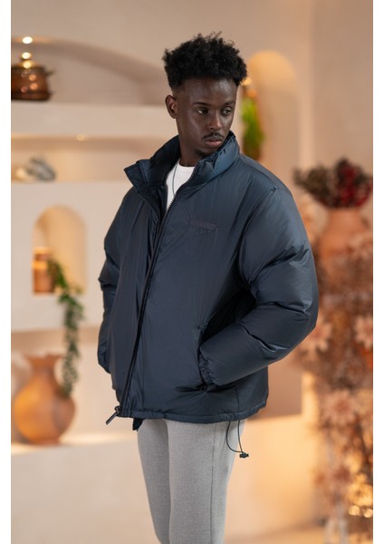 Oversize (Bol Kesim) Dik Yaka Fermuar Kapamalı Şişme Mont fiyatları