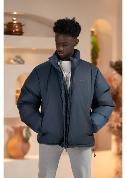 Oversize (Bol Kesim) Dik Yaka Fermuar Kapamalı Şişme Mont modelleri