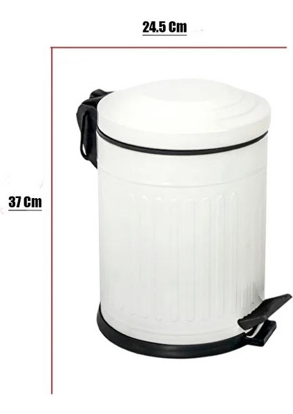Vintage 12 Lt Yavaş Kapanır Kapaklı Ofis Mutfak Banyo Balkon Çöp Kovası Beyaz
