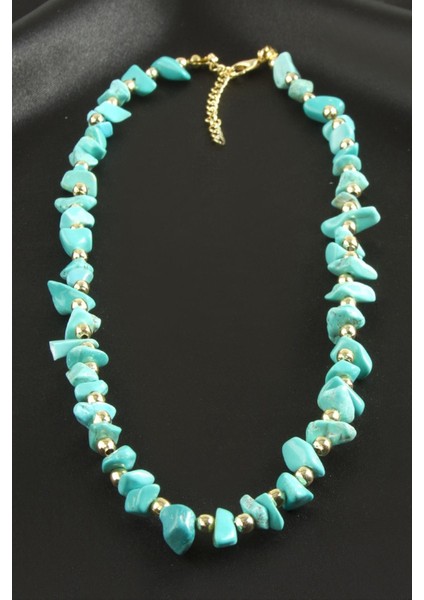 Turkuaz Kırık Doğaltaş Kolye