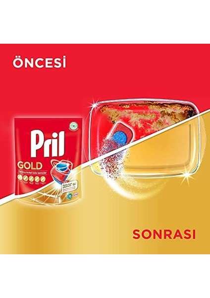 Pril Gold Yanmış Kirler Için 45 Tablet Bulaşık Makinesi Deterjanı Tableti 1 x 45 Tablet , Gold 45 Tablet modelleri