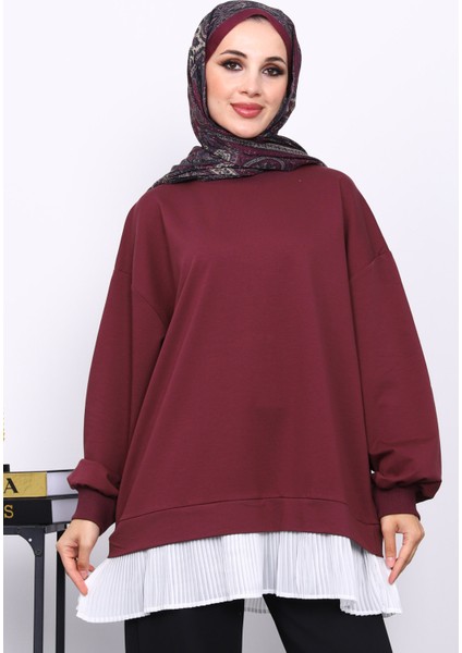 Mürdüm Pilise Detaylı Bisiklet Yaka Sweatshirt modelleri