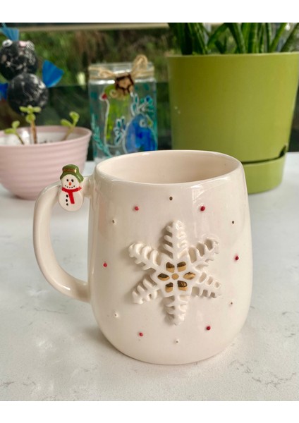 El Yapımı Seramik Gerçek 24K Altın Dekorlu Kar Tanesi Büyük Kupa fiyatları