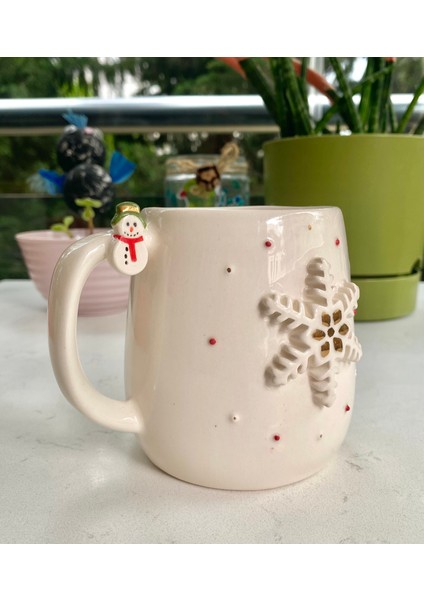 El Yapımı Seramik Gerçek 24K Altın Dekorlu Kar Tanesi Büyük Kupa fırsatları