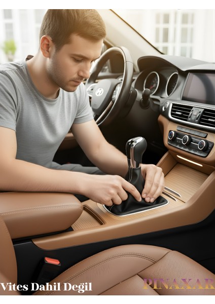 Smart Fortwo Siyah Deri Özel Yeni Tasarım Beyaz Spor Dikiş Vites Körüğü