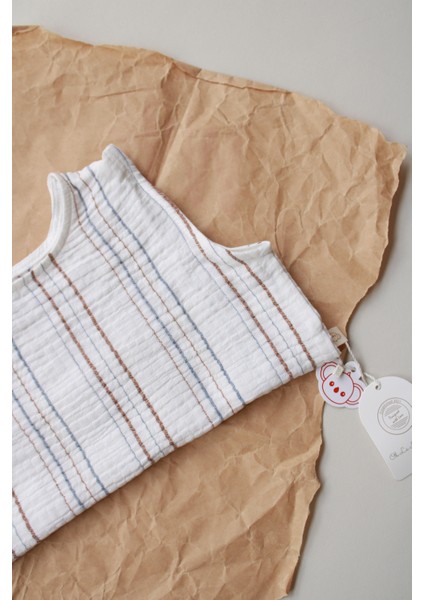 Kahve-Indigo Çizgili Müslin Atlet modelleri