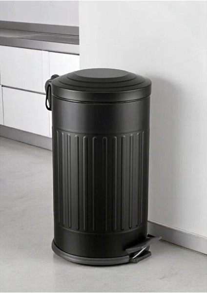 Vintage 16 Lt Yavaş Kapanır Kapaklı Ofis Mutfak Banyo Balkon Çöp Kovası Siyah modelleri