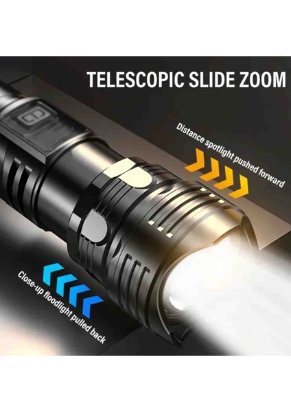 LED El Feneri 3 Aydınlatma Modu Teleskobik Aydınlatma USB Typec Şarj fiyatları