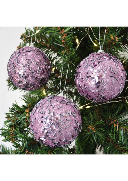 8 cm Yılbaşı Ağaç Süsleme Topu 3lü Pvc Kutu