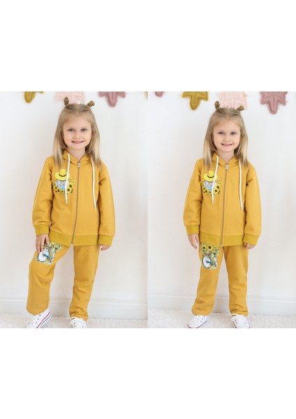 Kapüşonlu Papatya-Kız Baskı 2 Iplik Takım