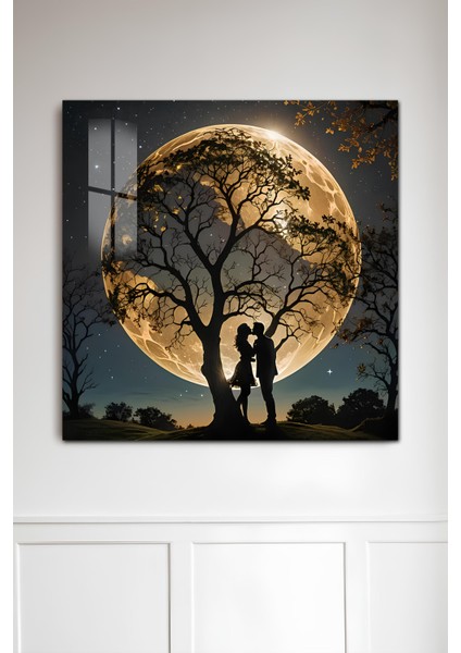 3D Görünümlü Temperli Cam Tablo – Ay ve Aşk Silüeti Romantik Tasarım Uv Baskı 33X33 CM-CTK036 fiyatları