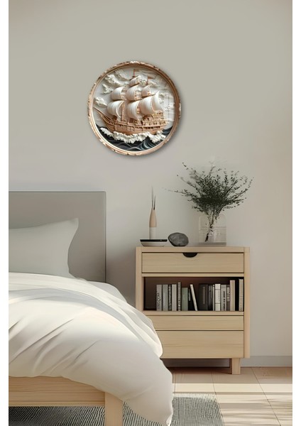 3D Görünümlü Temperli Cam Tablo – Yelkenli Gemi ve Dalga Desenli Duvar Süsü Uv Baskı 33X33 CM-CDS057 fırsatları