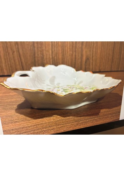 Limoges Rehausse Main El Boyama Sunumluk Şekerlik Kase - 15,5 cm 13,5 cm x 3 cm