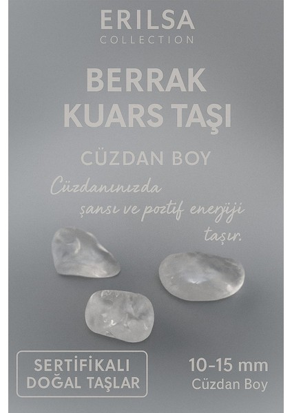 Sertifikalı Berrak Kuvars Taşı Kütle 10-15 mm Cüzdan Boy – Pozitif Enerji ve Şans Taşı